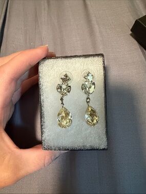 Elegant Champagne Teardrop Crystal Drop Earrings - Women Jewelry